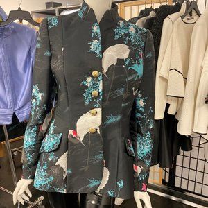 Silk Brocade Swan-print Women's Jacket Size 10